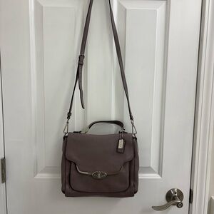 Coach taupe leather crossbody bag